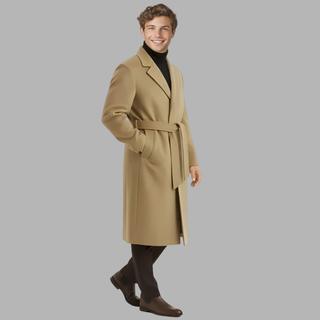 Men's Tie Waist Maxi Coat