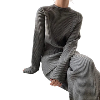 Women's Wide Leg Ribbed Knit Two-Piece Set