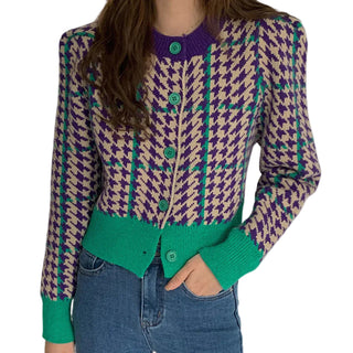 Women's Houndstooth pattern cardigan