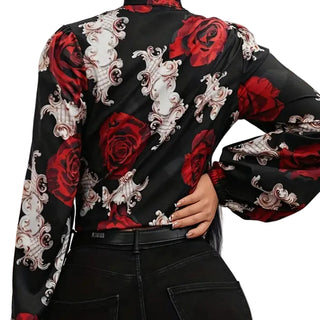 Women's Floral Blouse with bow tie