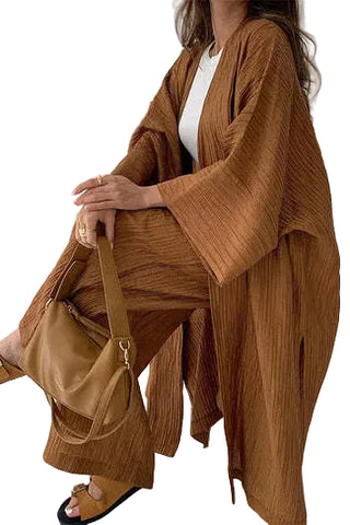 Women's Elegant Pleated Kimono Set